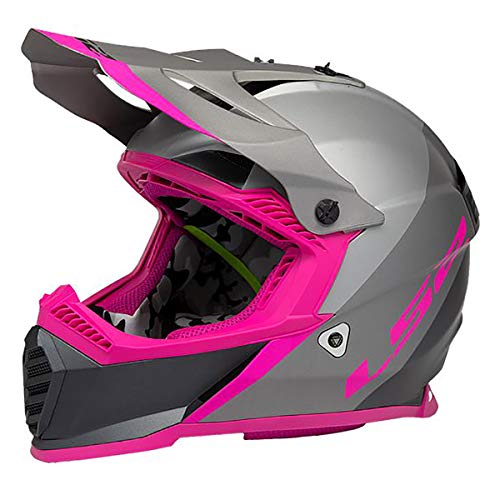 LS2 Helmets Gate Youth Launch Full Face Helmet (Silver/Gray/Pink - Youth Large)