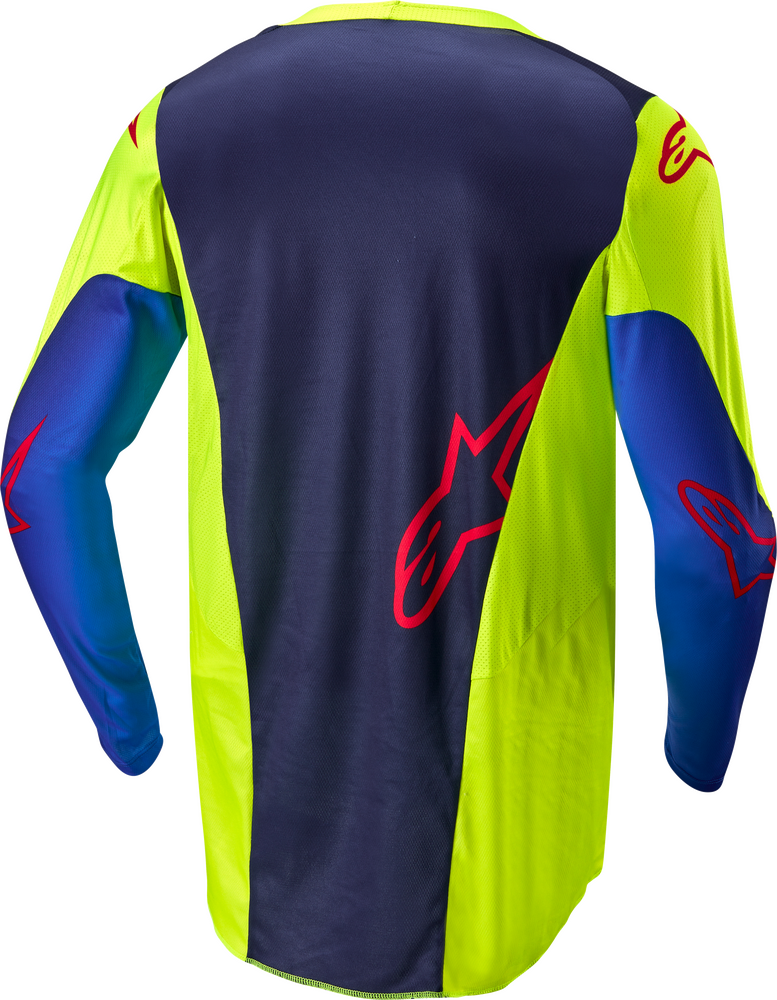 Alpinestars Men's Racer Hoen MX Jersey (Yellow Fluo/Blue/Night Navy) - Small