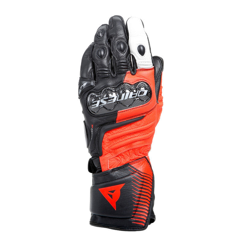 Dainese Carbon 4 Long Leather Gloves - Black/Fluorescent-Red/White - XS