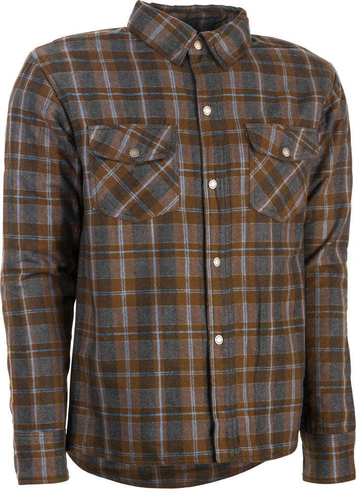 Highway 21 Marksman Motorcycle Flannel Shirt (Brown/Tan)