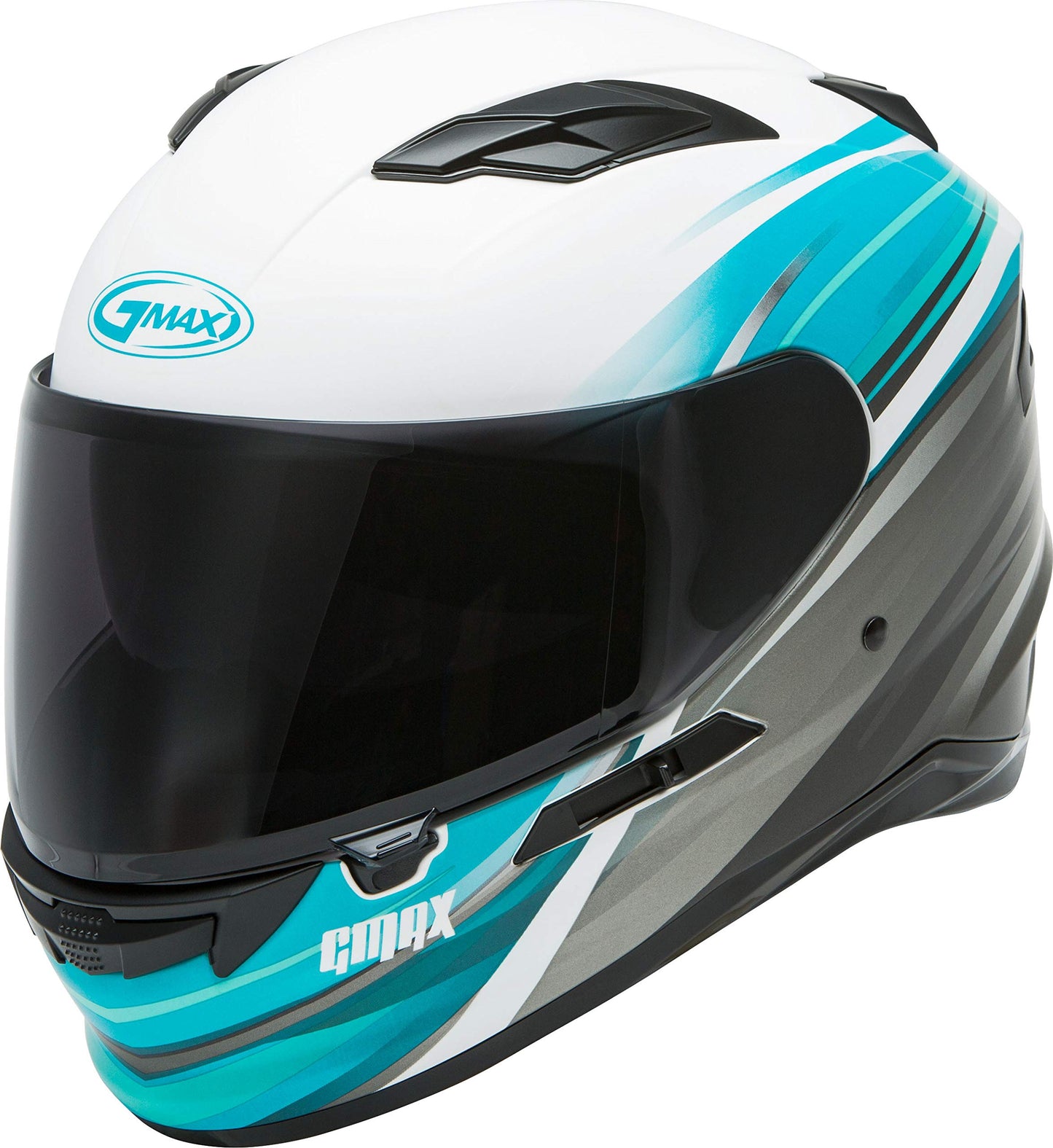 GMAX FF-98 Osmosis Motorcycle Helmet (White/Teal/Grey) - XS