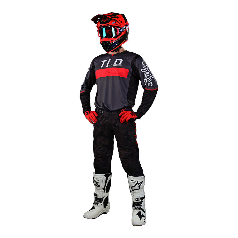 Troy Lee Designs Men's SE Pro Jersey (Grid Camo) - Black / Gray