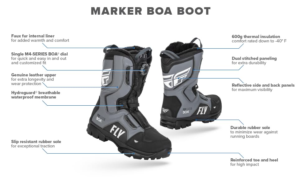 Fly Racing Marker BOA Boot (Black/Grey/Hi-Vis) Size 11