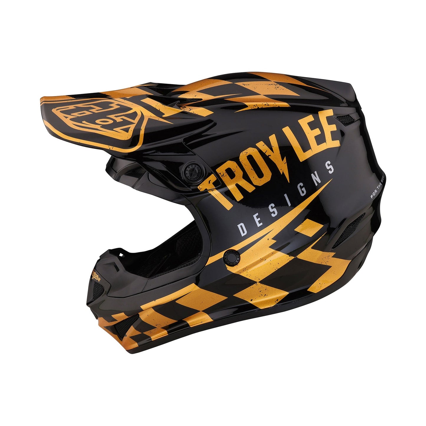 Troy Lee Designs SE4 Polyacrylite Helmet (Race Shop Black Gold) - Small