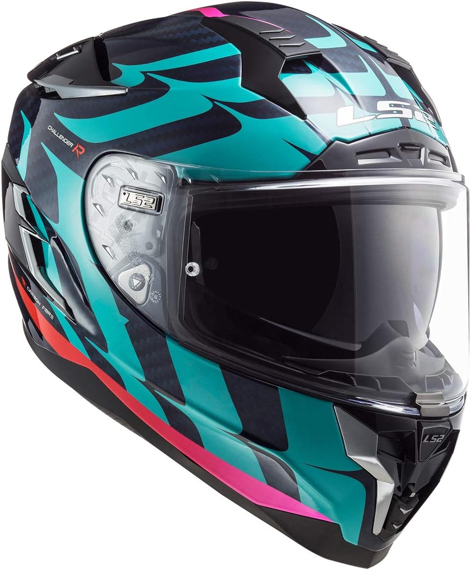 LS2 Challenger Carbon Flames Helmet (Blue Carbon Blue Red)