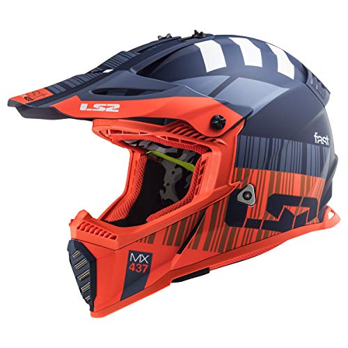 LS2 Helmets Gate Youth Xcode Full Face Helmet (Matte Flou Orange Blue - Small)