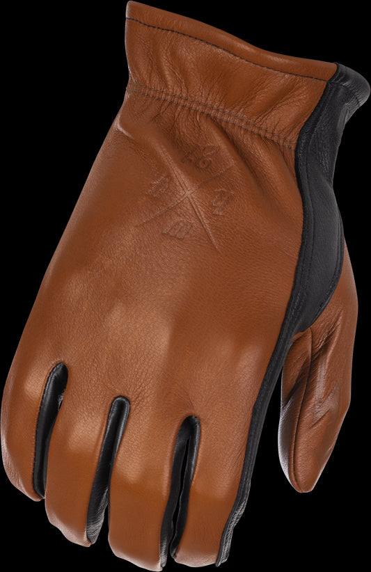 Highway 21 Louie Leather Motorcycle Gloves (Black/Tan)