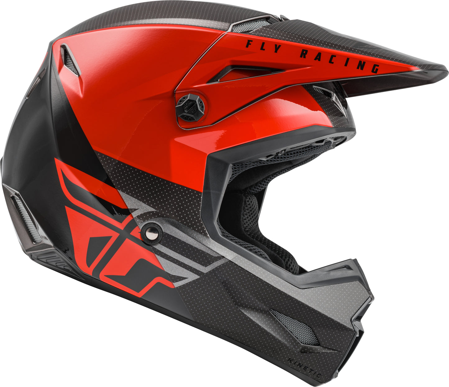 FLY Racing Kinetic Straight Edge Helmet (Red / Black / Grey) - Youth Medium