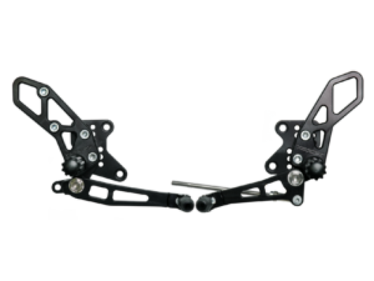 Vortex Racing 08-13 Kawasaki EX250 Ninja,13-17 EX300 Ninja Adjustable Rearsets- Black