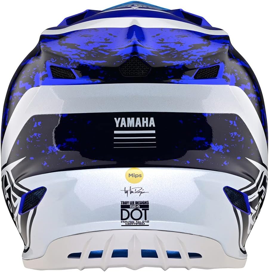 Troy Lee Designs Adult SE4 Polyacrylite Yamaha Helmet w/ MIPS (Navy, Small)