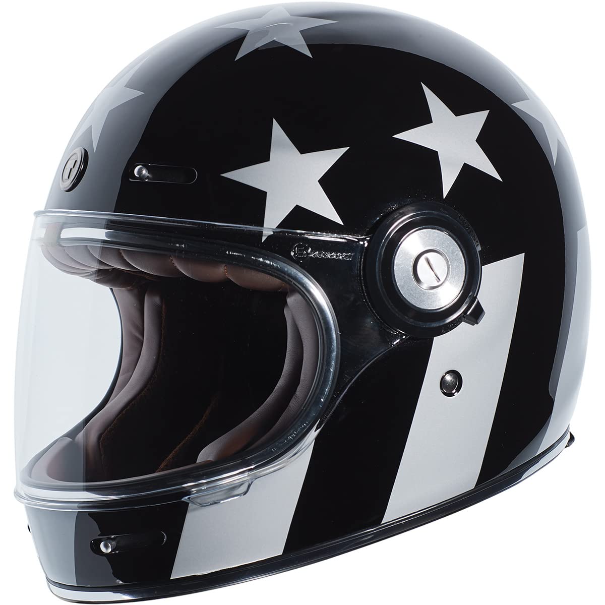 TORC T1 Retro Motorcycle Helmet (Captain Vegas Gloss Black) - Large