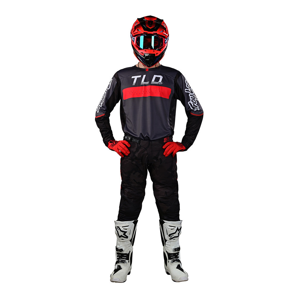 Troy Lee Designs Men's SE Pro Jersey (Grid Camo) - Black / Gray