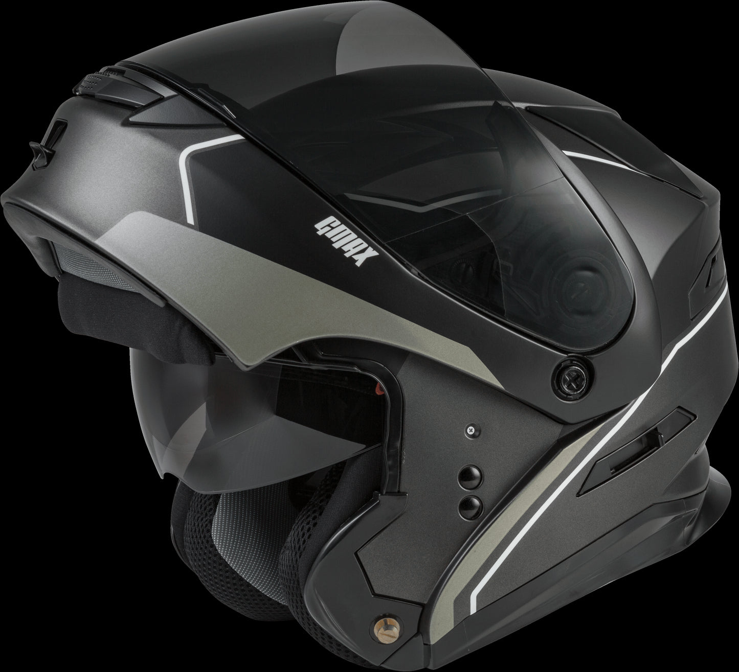 GMAX MD-01 Exploit Modular Helmet (Matte Black/Silver) - Small