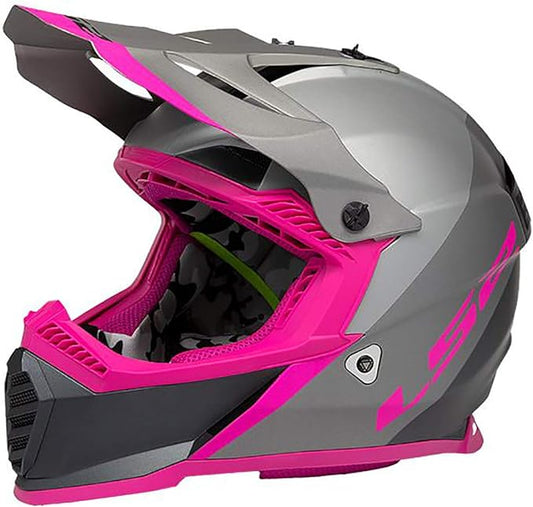 LS2 Gate Launch Full Face Helmet (Silver / Gray / Pink)