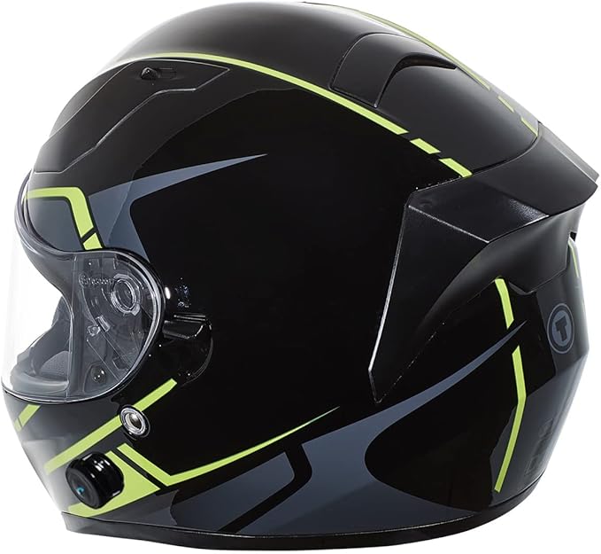 TORC T15B Bluetooth Integrated Motorcycle Helmet (Gloss Black Rush Yellow) - XS