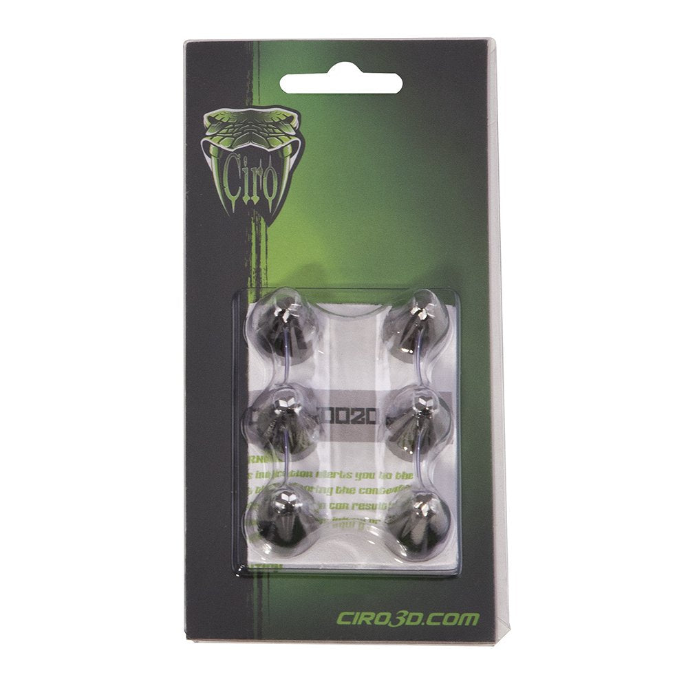 Ciro 70018 Fluted Spike Engine Bolt Cap Set - 6 Pack (Black Chrome - 5/16")