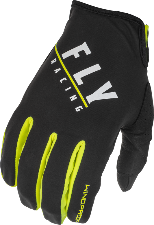 Fly Racing Windproof Lite Gloves (Black/Hi-Vis) - XS