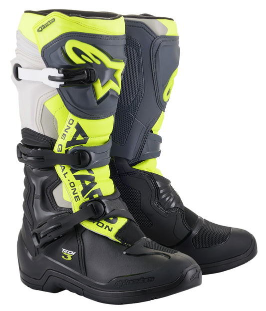 Alpinestars Tech 3 Boots (Black/Cool Grey/Yellow) Size 12