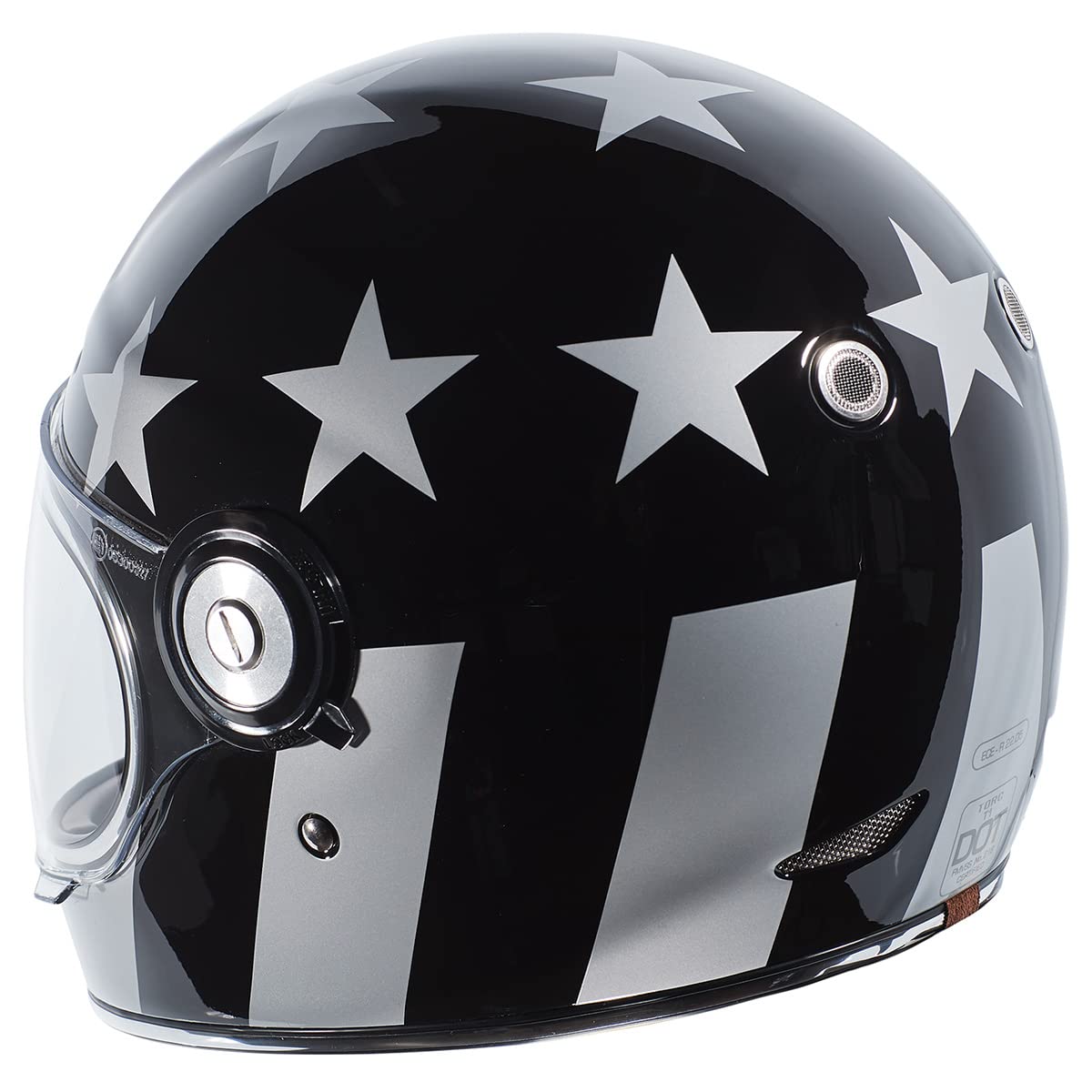 TORC T1 Retro Motorcycle Helmet (Captain Vegas Gloss Black) - Large