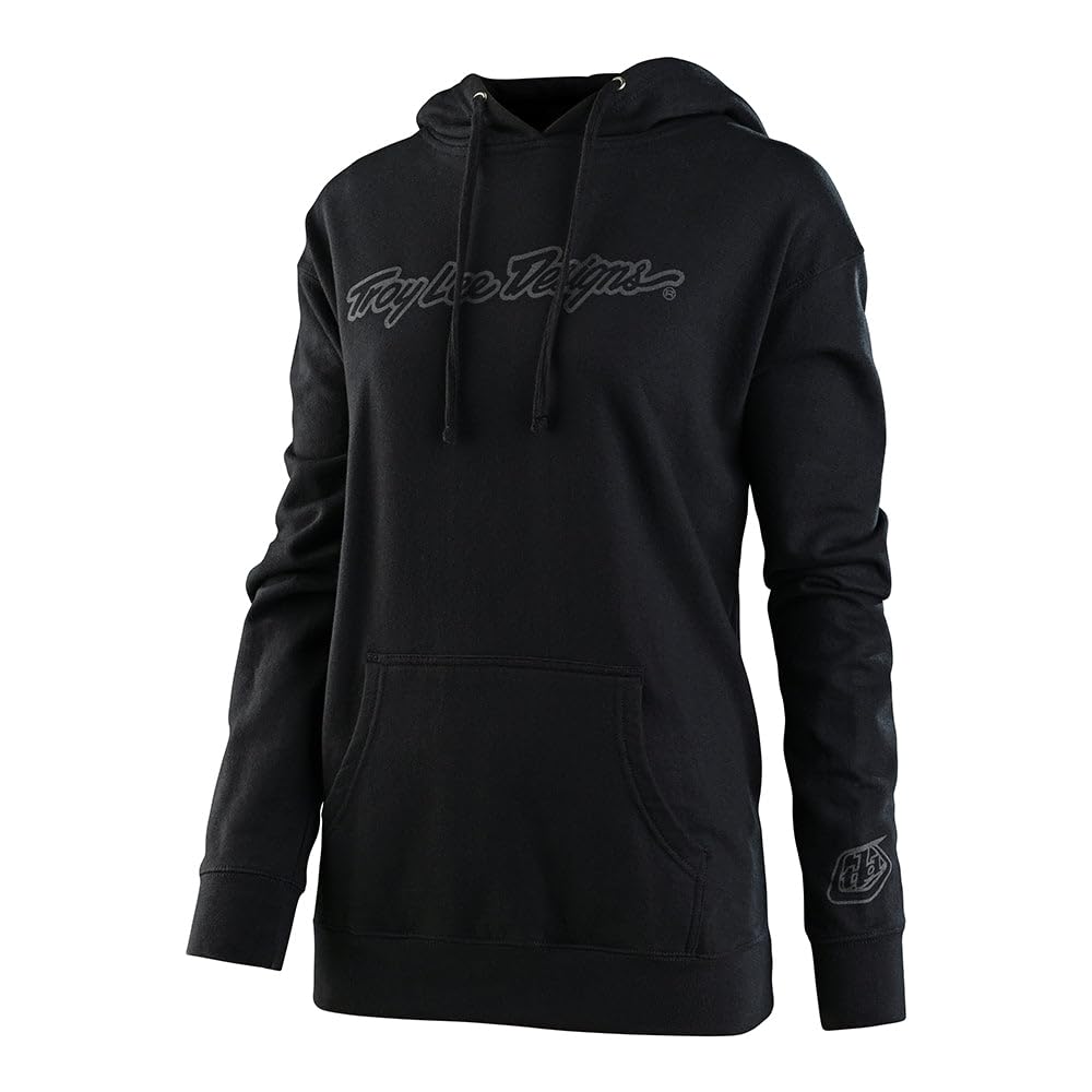 Troy Lee Designs Women's Motocross/Bike Racing Pullover Hoodie (Signature Black/Reflective Silver) - XL