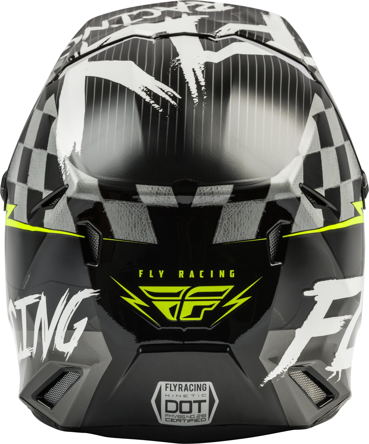 Fly Racing Youth Kinetic Sketch Helmet (Black / White / Hi-Vis) - Youth Medium