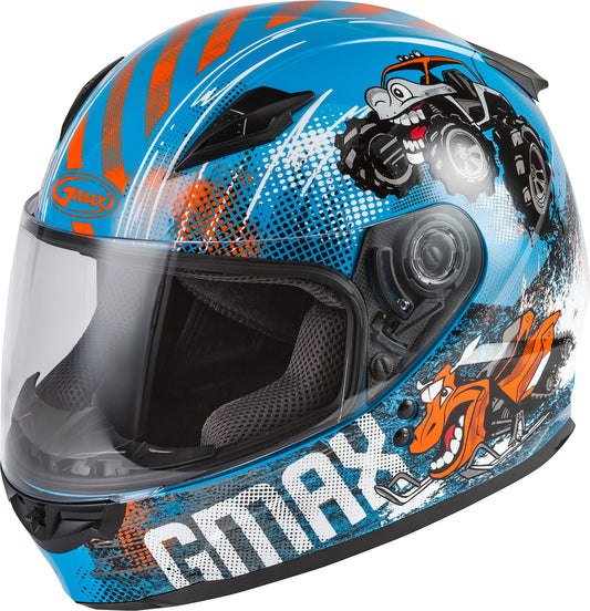 GMAX GM-49Y Cold Weather Youth Helmet (Blue/Orange/Grey) - Youth Small