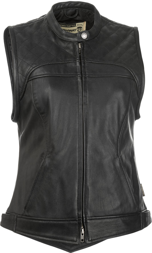 Highway 21 Women's Ava Leather Motorcycle Vest (Black)