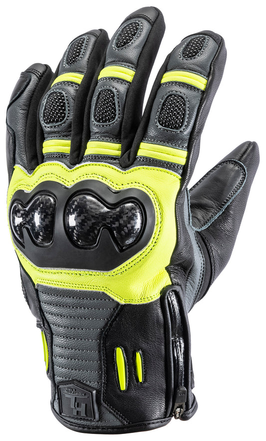 Tourmaster Trailbreak Leather Motorcycle Gloves (Black/Hi-Viz)