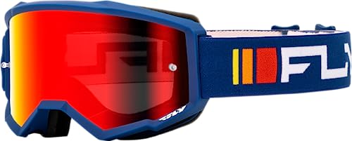 Fly Racing 2024 Youth Zone Goggle (Navy/White w/ Red Mirror/Smoke Lens)