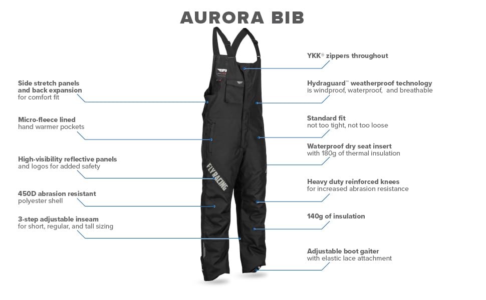 Fly Racing Aurora Bib Snow Suit (Black/Black)