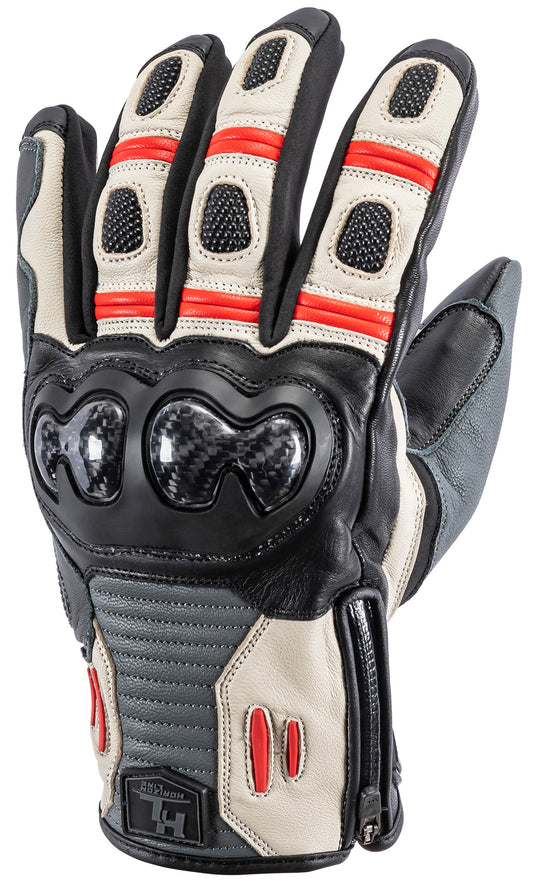 Tourmaster Trailbreak Leather Motorcycle Gloves (Sand/Gray)