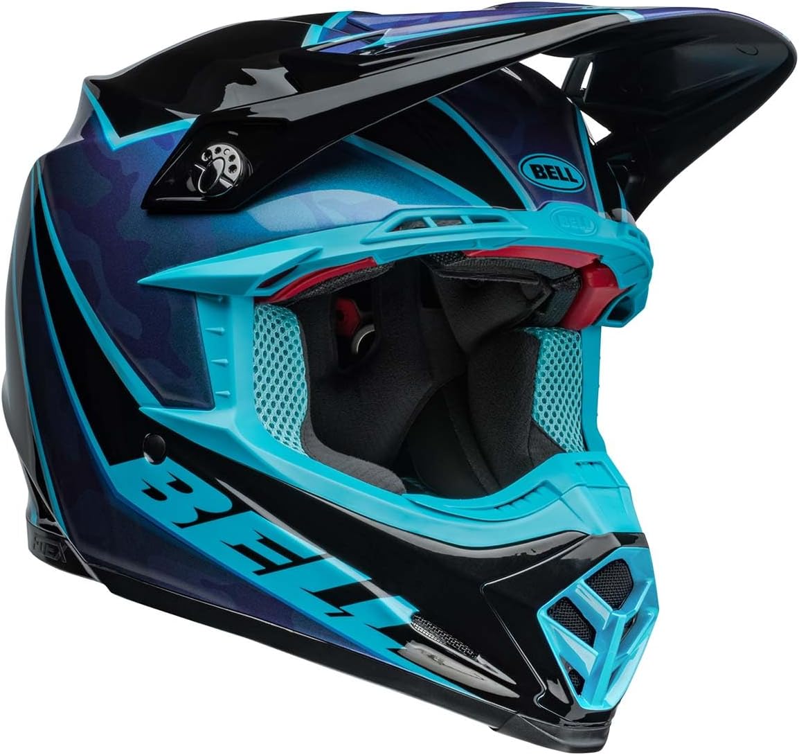 Bell Moto-9S Flex Helmets (Sprite Gloss Black/Blue) - Small