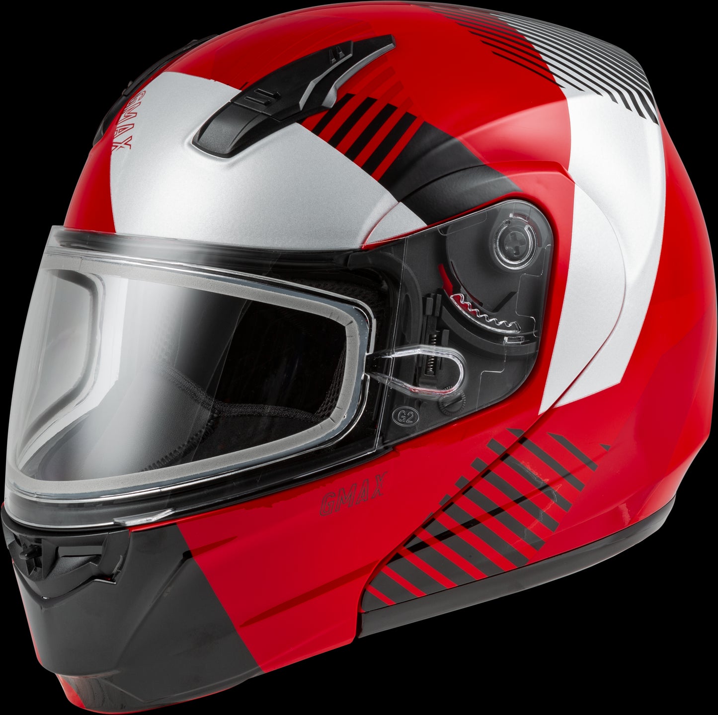 GMAX MD-04S Reserve Modular Snow Helmet w/ Dual Lens Shield (Red/Silver/Black) - 3XL