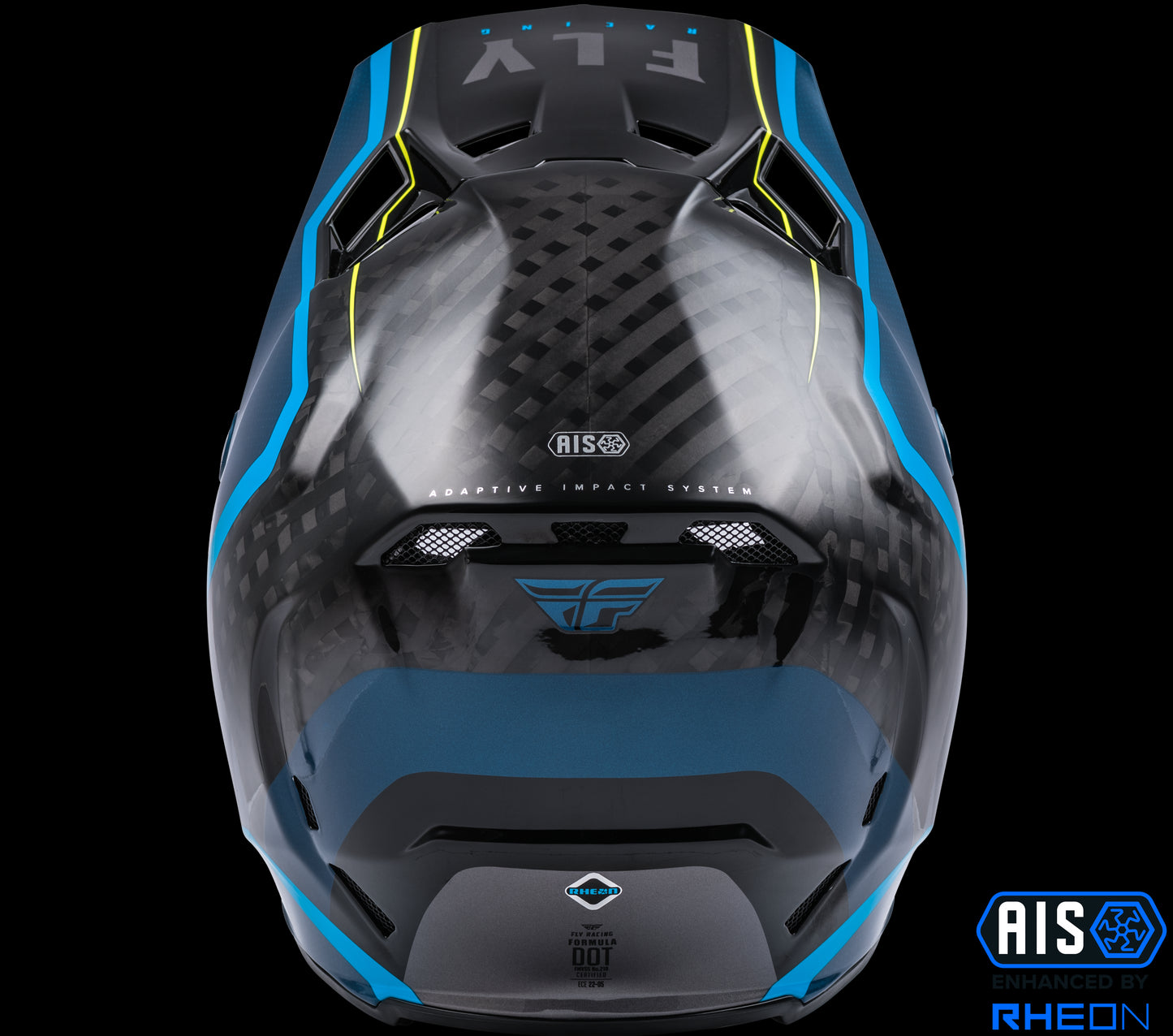 Fly Racing Formula Carbon Axon Helmet (Black / Blue / Hi-Vis) - Youth Large