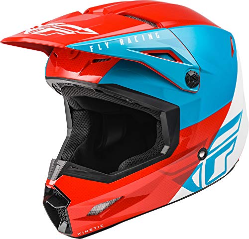 FLY Racing Kinetic Straight Edge Helmet (Red / White / Blue) - 2XL