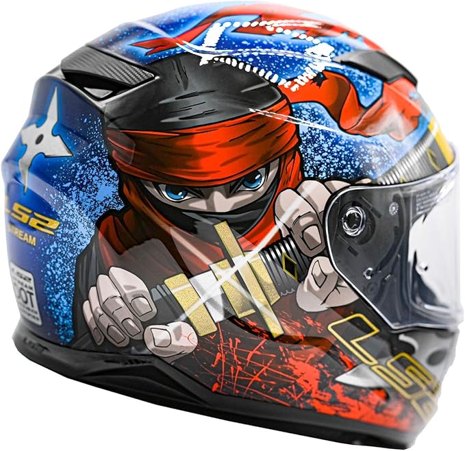 LS2 Helmets Full Face Stream Ninja Helmet (Red Blue - Small)