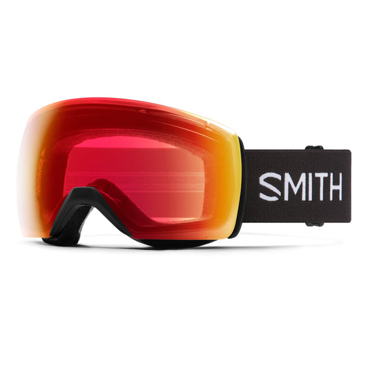 SMITH Skyline XL Low Bridge Fit Snow Goggle (Black w/ ChromaPop Photochromic Red Mirror Lens)