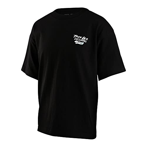 Troy Lee Designs Motorcycle Motocross Racing T Shirts for Youth, Youth Feathers Short Sleeve Tee (Black, Small)