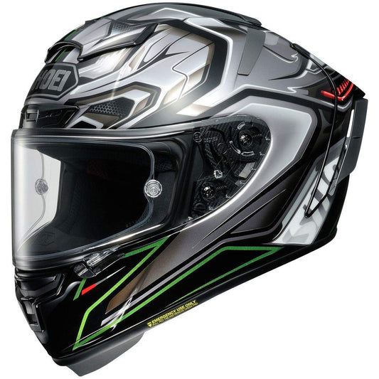 Shoei X-Fourteen Motorcycle Helmet - Aerodyne (X-Large) (Black/Grey/Green)