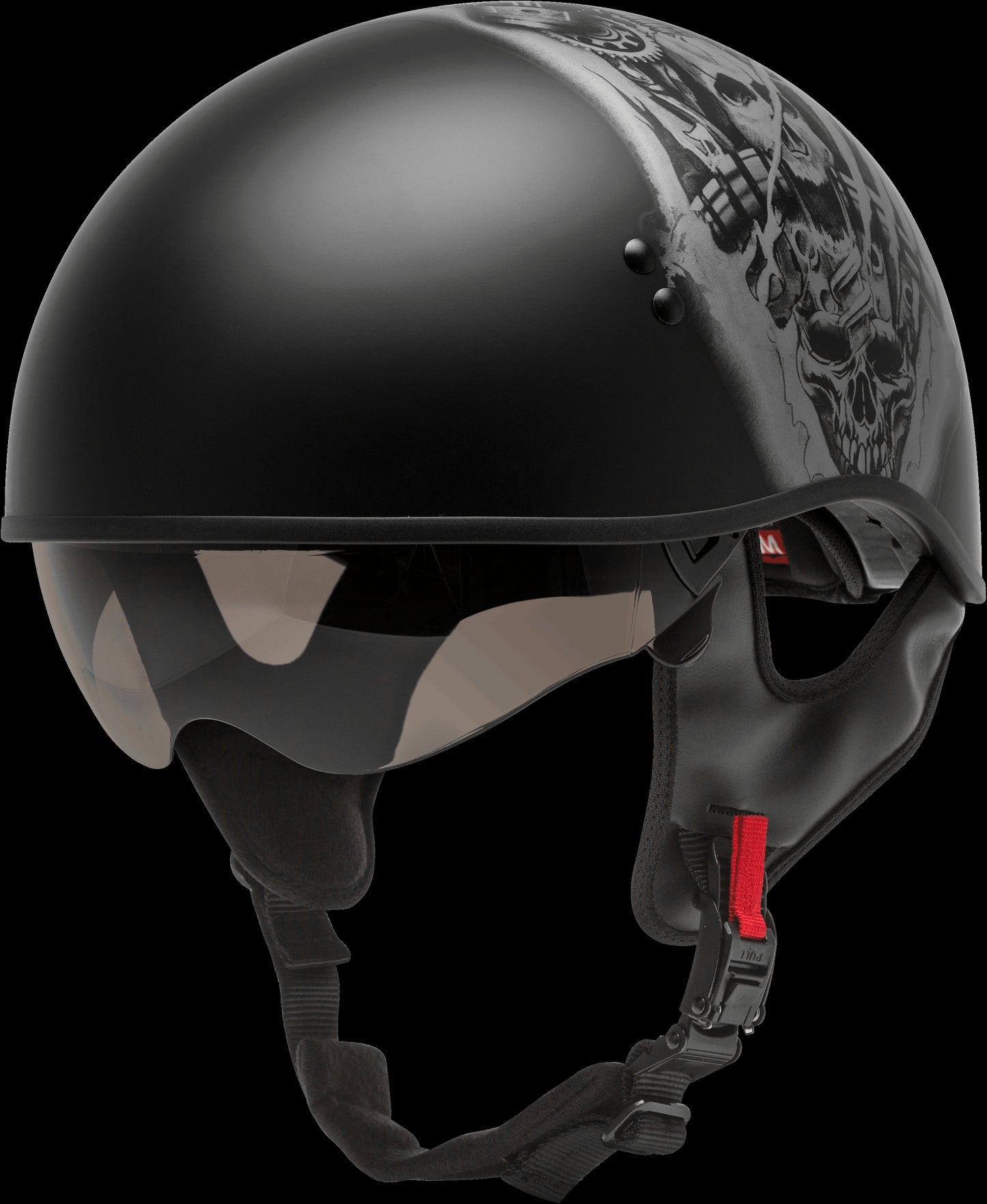 GMAX HH-65 Tormentor Naked Half Helmet (Matte Black/Silver)