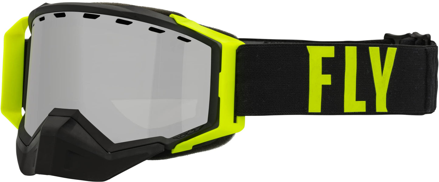 Fly Racing Men's Zone Pro Snow Goggle (Black/Hi-Vis W/Silver Mirror/Polarized Smoke Lens)