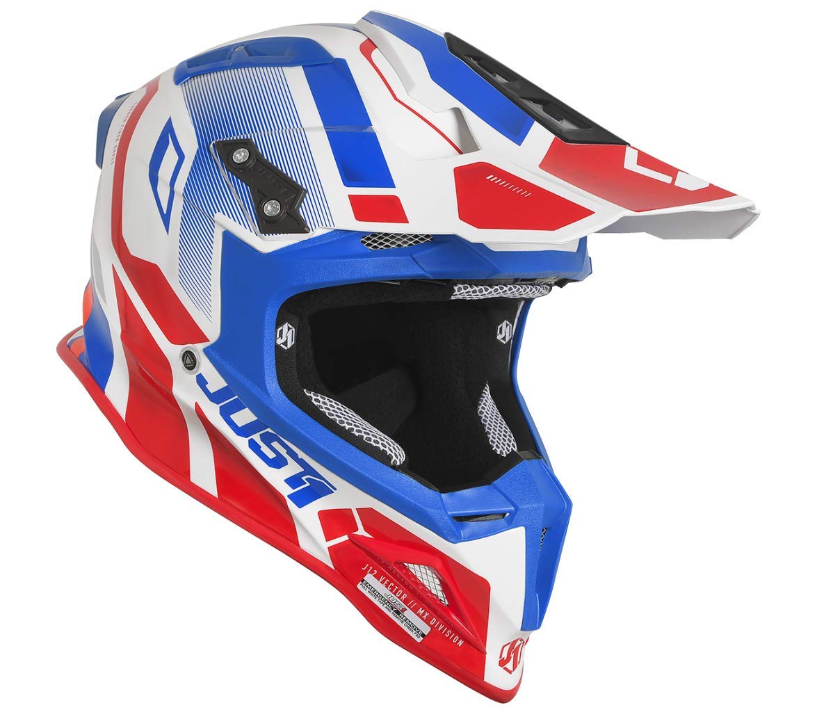 JUST 1 Vector Carbon Fiber MX Helmet (Vector Red/Blue/White Carbon) - Small