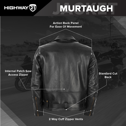 Highway 21 Murtaugh Cowhide Leather Motorcycle Jacket (Black)