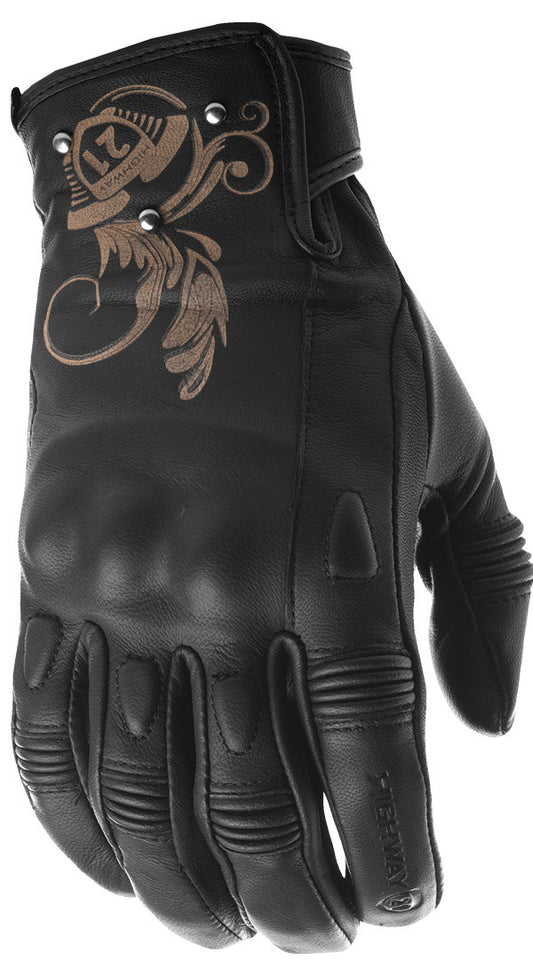 Highway 21 Women's Ivy Leather Motorcycle Gloves (Black)