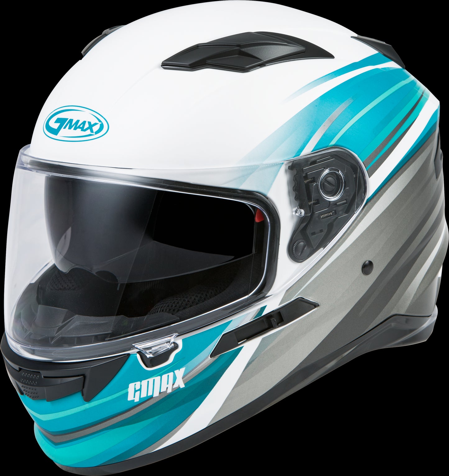 GMAX FF-98 Osmosis Motorcycle Helmet (White/Teal/Grey) - XS