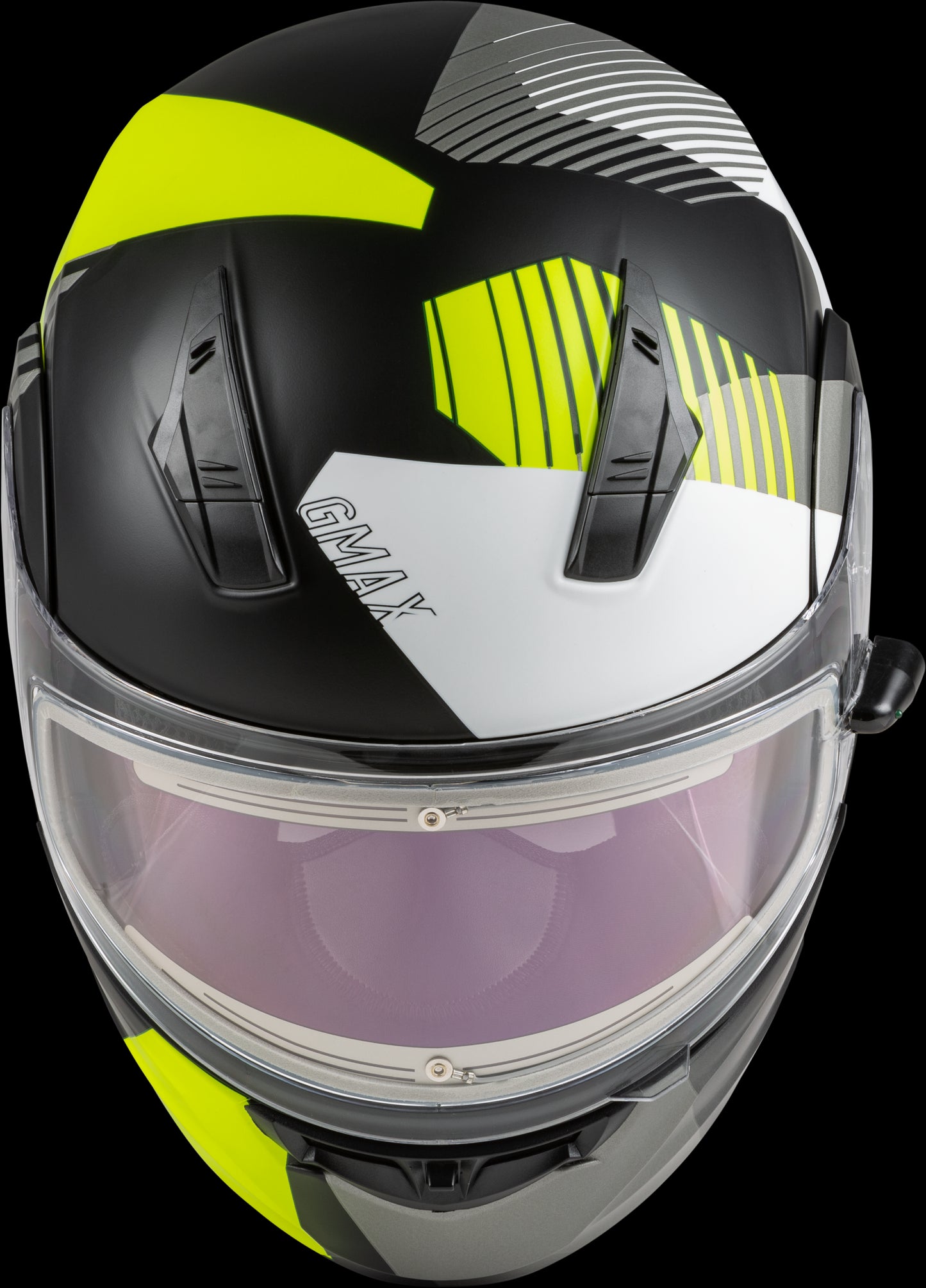 GMAX MD-04S Reserve Modular Snow Helmet w/ Dual Lens Shield (Matte Black/Silver/Hi-Vis) - 3XL