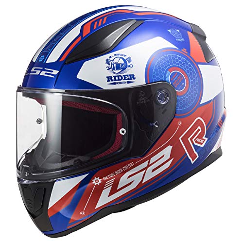 LS2 Helmets Full Face Rapid Stratus Street Helmet (Gloss Blue Red White - X-Large)