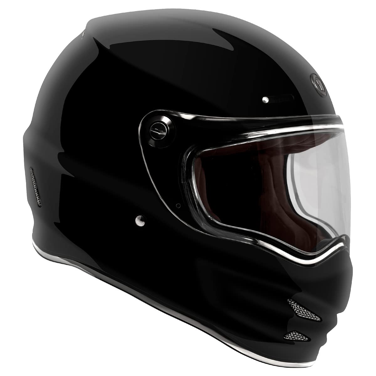 TORC T9 Retro Fiberglass Motorcycle Helmet (Gloss Black) - Large