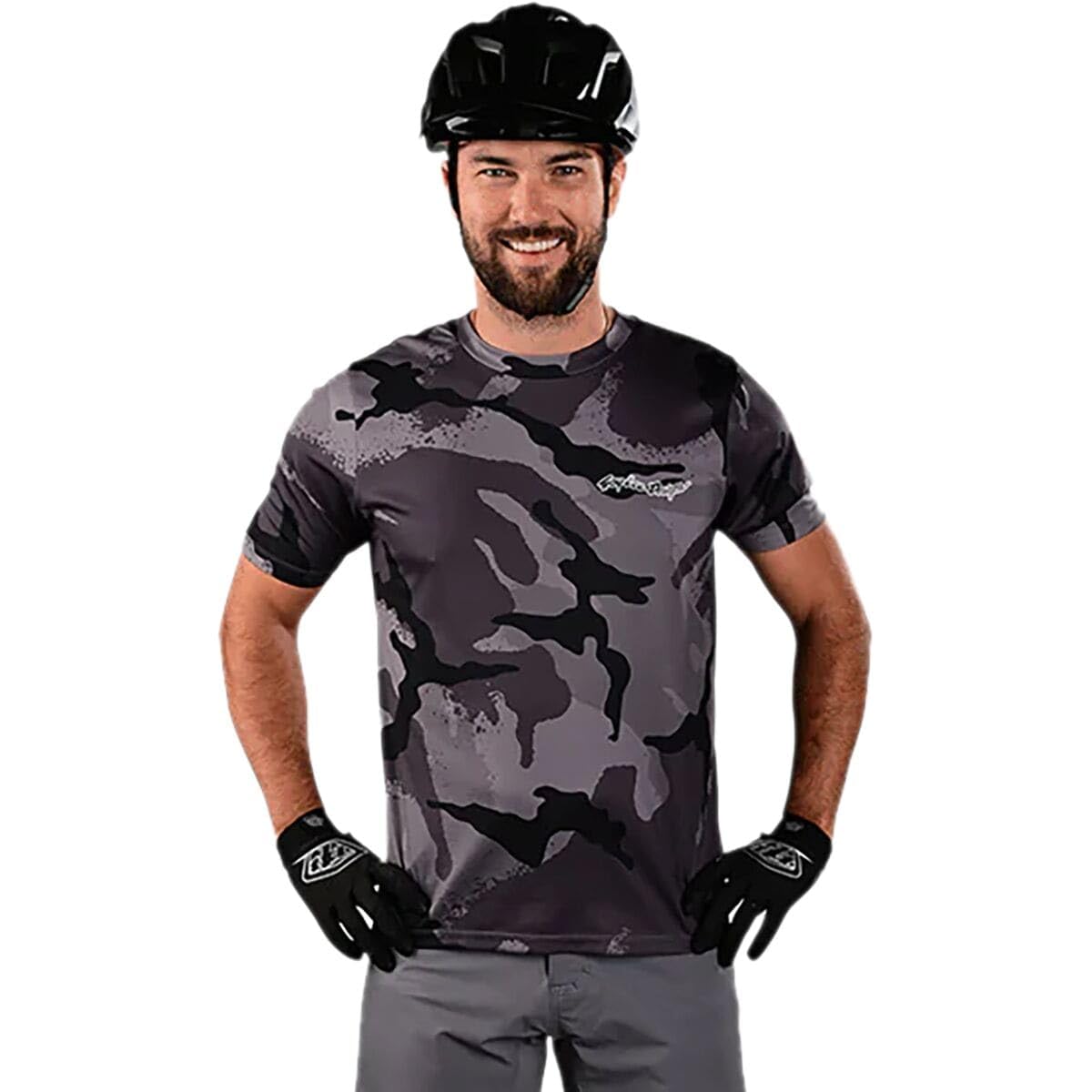 Troy Lee Designs Flowline Cams Short Sleeve Jersey (Carbon) - XL