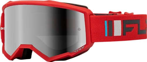 Fly Racing 2024 Youth Zone Goggle (Red/Charcoal w/ Silver Mirror/Smoke Lens)